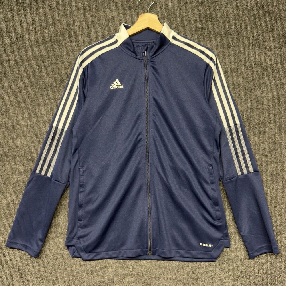 Adidas Men’s Large Soccer Tiro 21 Track Jacket Navy Blue Full Zip Futbol Sports